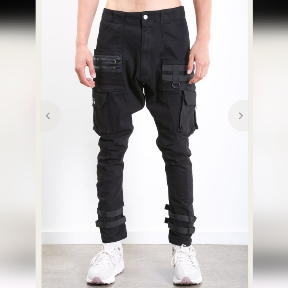C2H4 Zero Slim Barrel Gravity Tactical Cargo Pants Black Cotton Blend Tapered 36 - Picture 13 of 14
